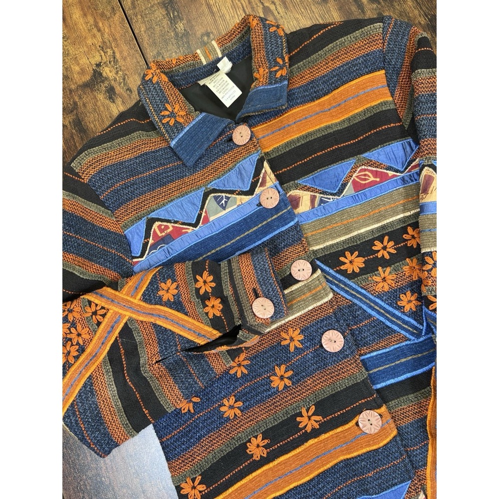 Coldwater Creek stunning y2k Aztec textured Southwestern ladies coat size Medium